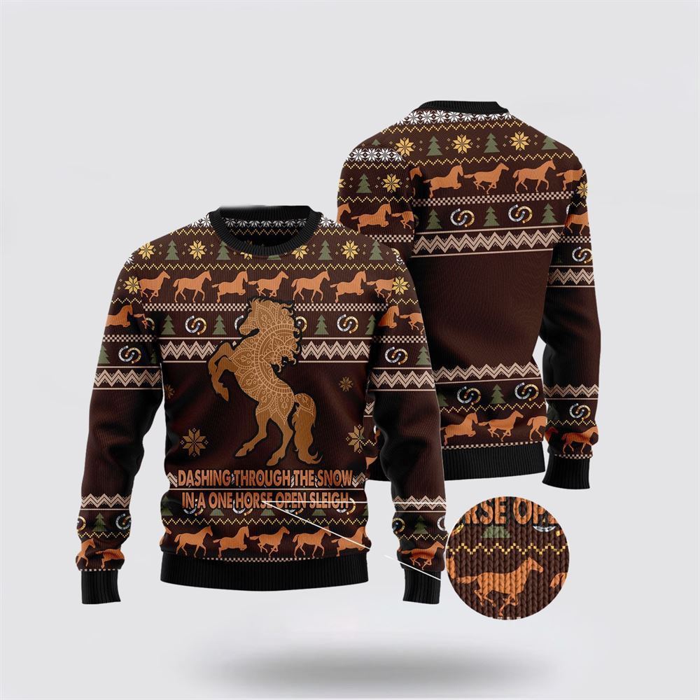 Horse Dashing Through The Snow Ugly Christmas Sweater, Gift for Horse Lovers