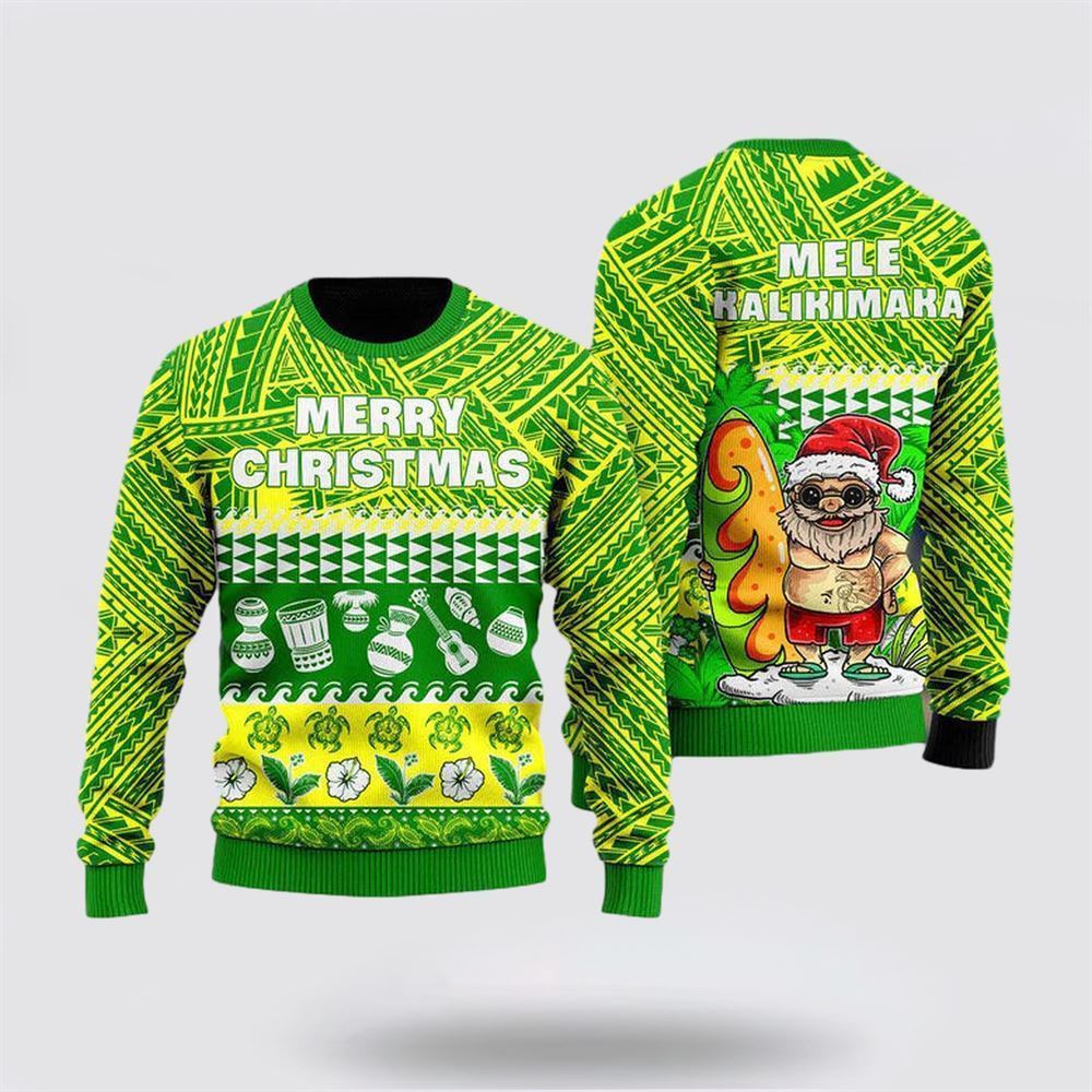 Santa Claus Mele Kalikimaka Christmas Ugly Christmas Sweater, Best Gift For Holiday