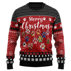 Paw Dog Merry Christmas Ugly Christmas Sweater, Idea Gift for Dog Lovers