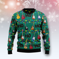 Electric Guitar Hohoho Ugly Christmas Sweater, Perfect Sweater Shirt for Guitar Lovers