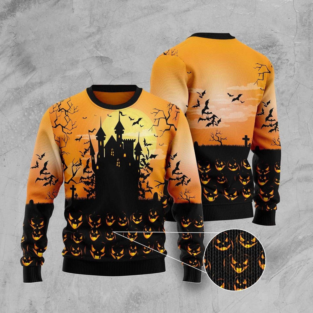 Pumpkin Town Halloween Ugly Christmas Sweater, Perfect Shirt for Christmas Men Women