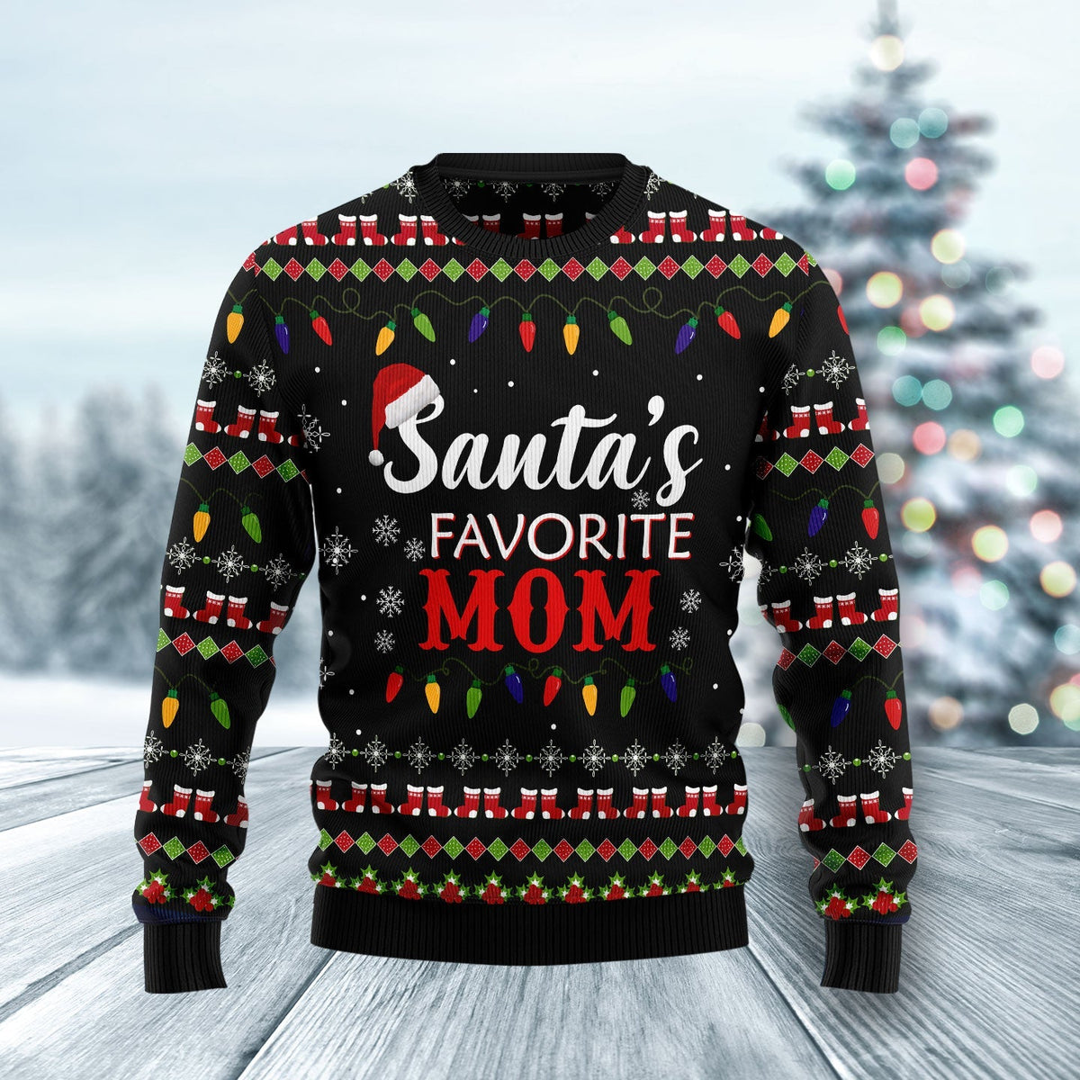 Santa's Favorite Mom Ugly Christmas Sweater, Idea Gift for Mom Christmas