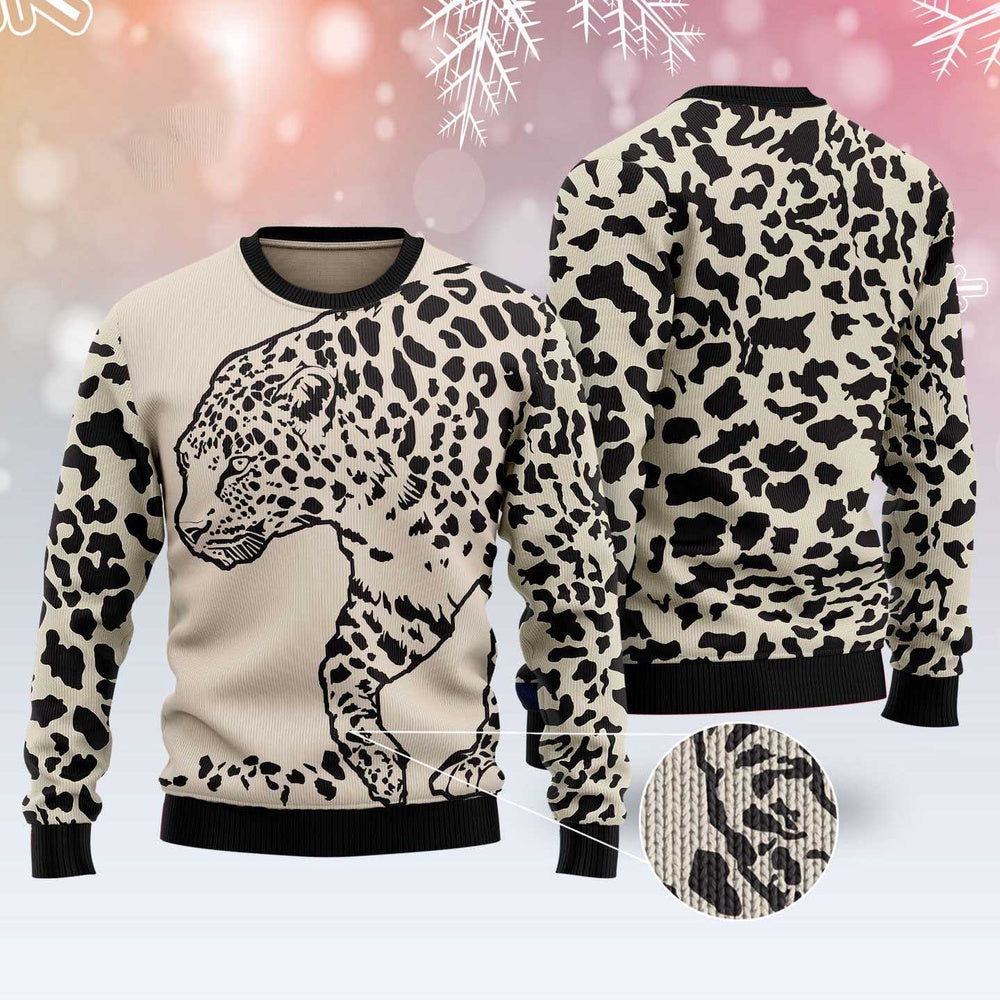 Leopard Pattern Ugly Christmas Sweater, Funny Xmas Sweater