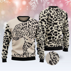 Leopard Pattern Ugly Christmas Sweater, Funny Xmas Sweater