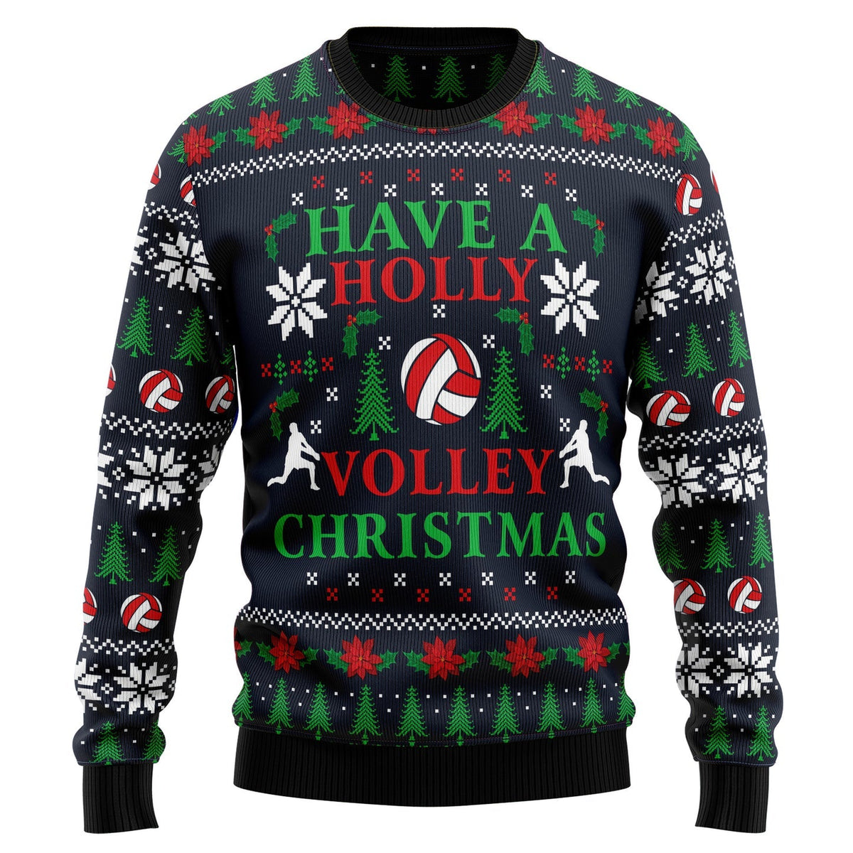 Holly Volley Volleyball Ugly Christmas Sweater, 3D Sweater Christmas for Volleyball Lovers