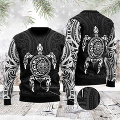 Love Turtle Funny Black Gray Ugly Christmas Sweater