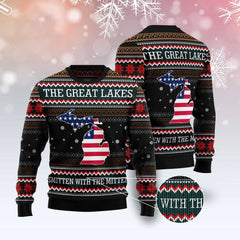 Michigan Flag Map Smitten With The Mitten Ugly Christmas Sweater