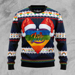 LGBT Heart Ugly Christmas Sweater, Pride LGBT Ugly Sweater