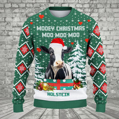 Holstein Moo Green Ugly Christmas Sweater, Sweater Gifts For Pet Loves, Farmers Sweater