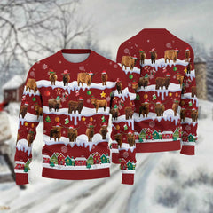 Highland Ugly Christmas Sweater, Sweater Gifts For Pet Loves, Farmers Sweater