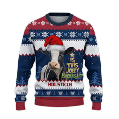 Holstein Jolly Ugly Christmas Sweater, Sweater Gifts For Pet Loves, Farmers Sweater