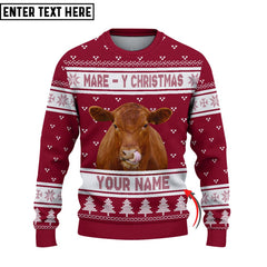 Red Angus Mare Ugly Christmas Sweater, Sweater Gifts For Pet Loves, Farmers Sweater