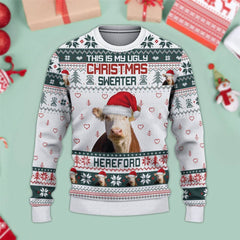 Hereford Green This Is My Ugly Christmas Sweater, Sweater Gifts For Pet Loves, Farmers Sweater