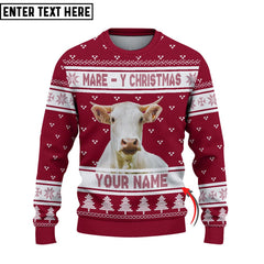 Personalized Charolais Mare Ugly Christmas Sweater, Sweater Gifts For Pet Loves