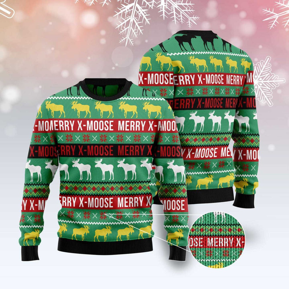 Merry X-Moose Ugly Christmas Sweater, Funny Xmas Sweater, Sweater Xmas