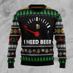 Alpaca Pattern Green Funny Ugly Sweater For Men And Women, I Need Beer Ugly Christmas Sweater