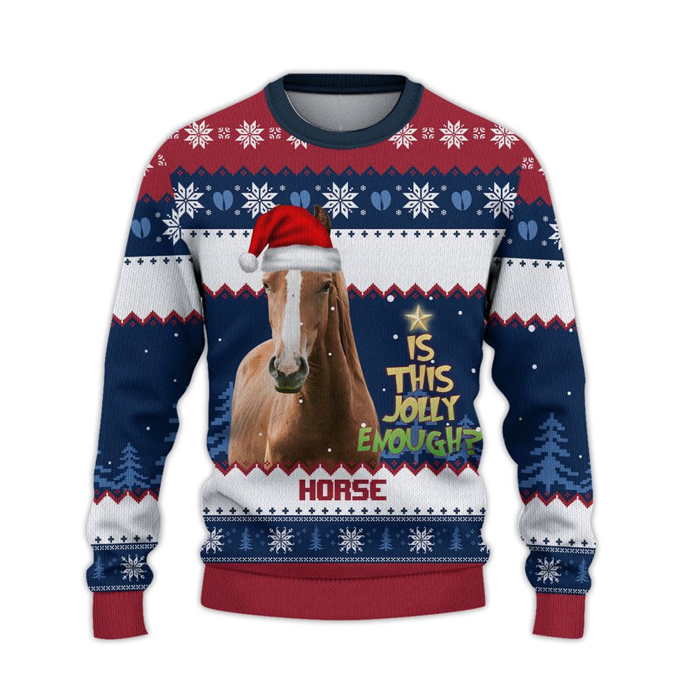 Brown Horse Jolly Ugly Christmas Sweater, Sweater Gifts For Pet Loves, Farmers Sweater