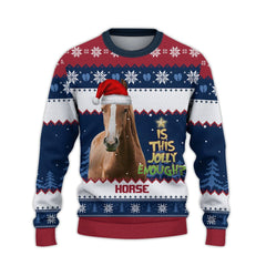 Brown Horse Jolly Ugly Christmas Sweater, Sweater Gifts For Pet Loves, Farmers Sweater