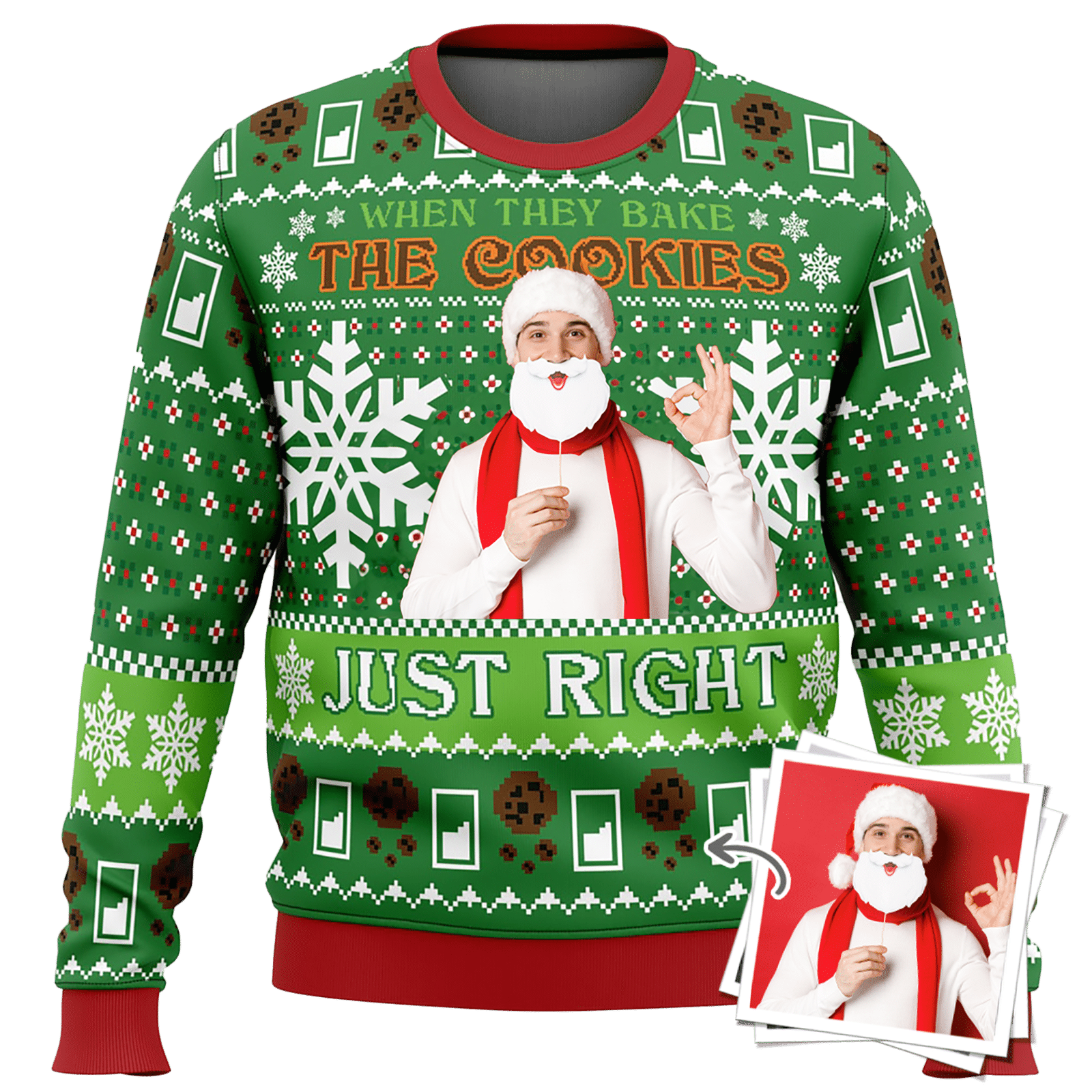 Custom Photo Ugly Christmas Sweater – When The Bake The Cookies Just Right