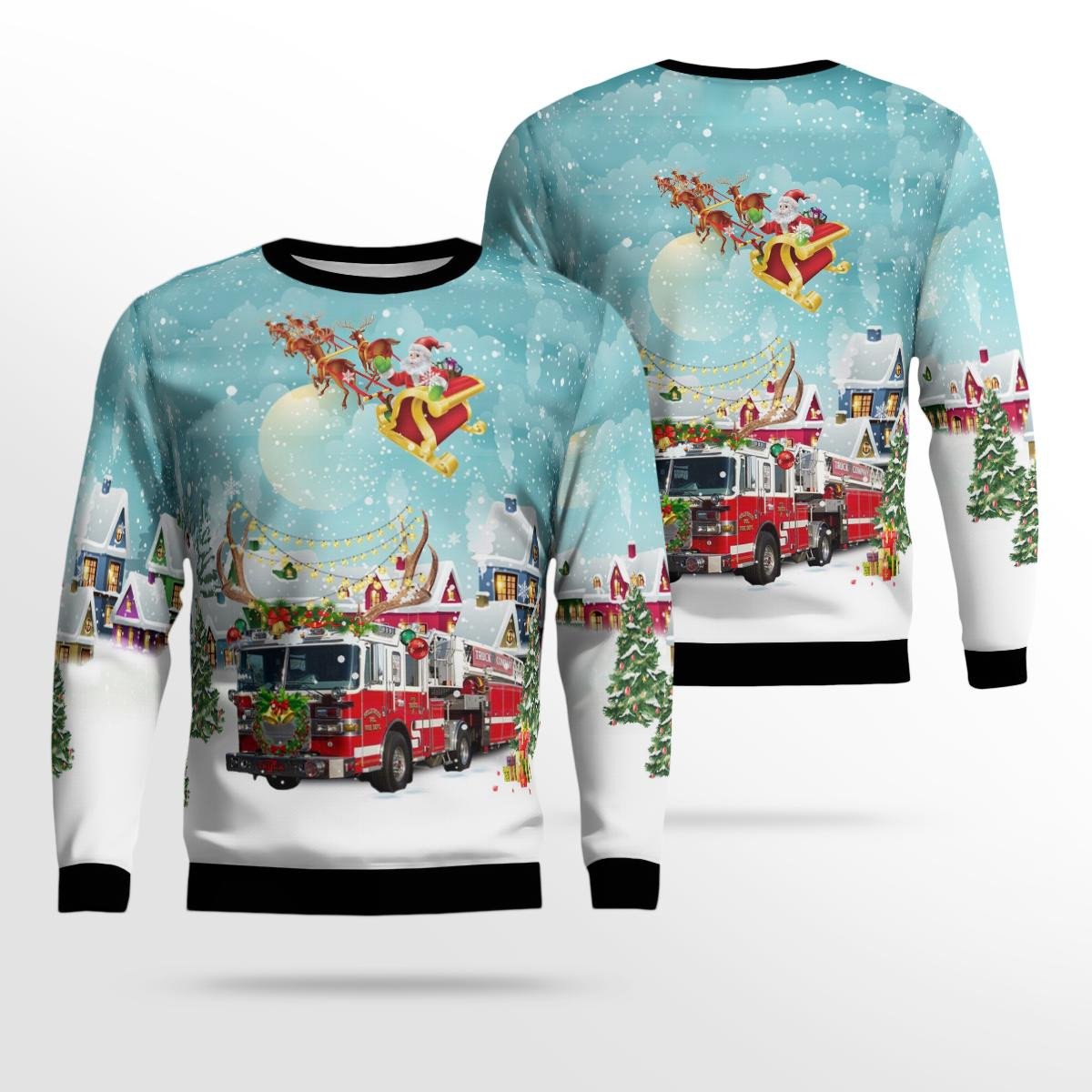 Maryland, Hollywood Volunteer Fire Department Christmas Ugly Sweater 3D