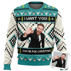 Personalized Photo Ugly Christmas Sweater – I Want You Join Me For Christmas