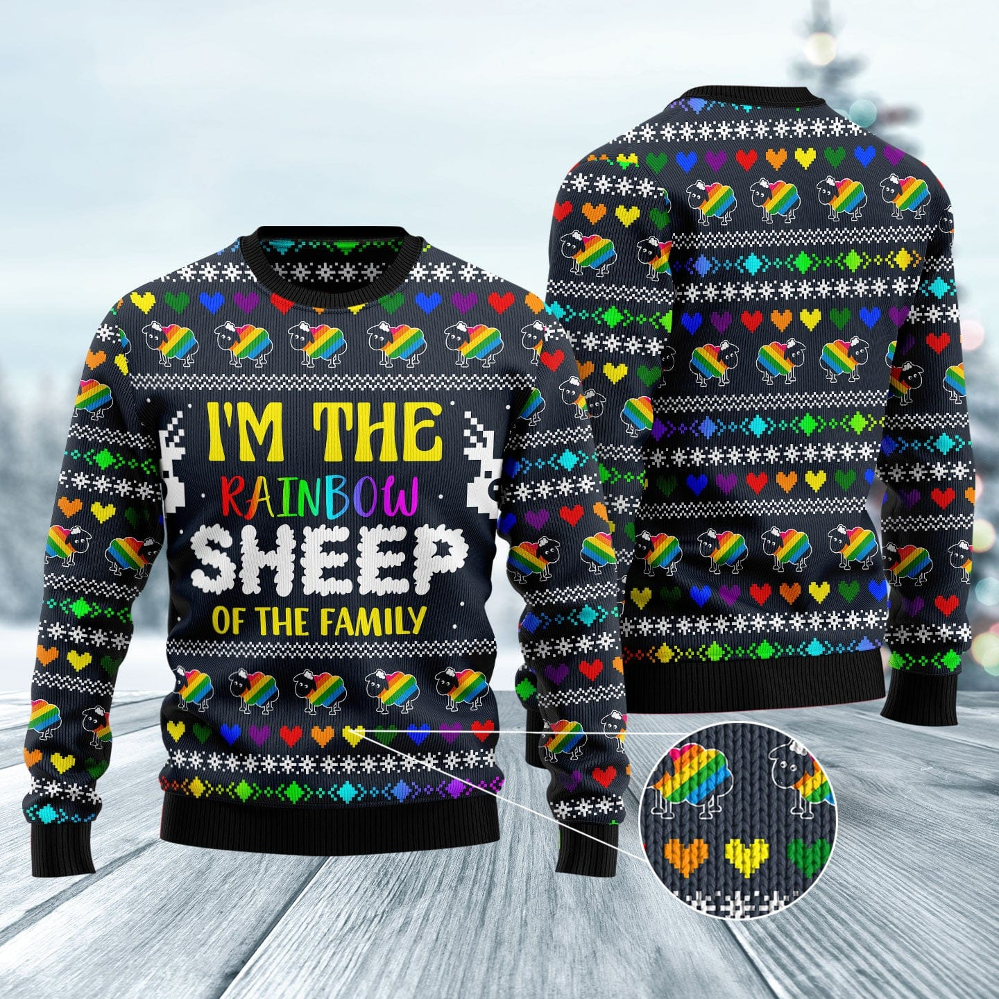 I Am The Rainbow Sheep Of Family Ugly Christmas Sweater