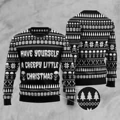 Have yourself a creepy little Christmas Ugly Christmas Sweater, Skull Sweater Shirt