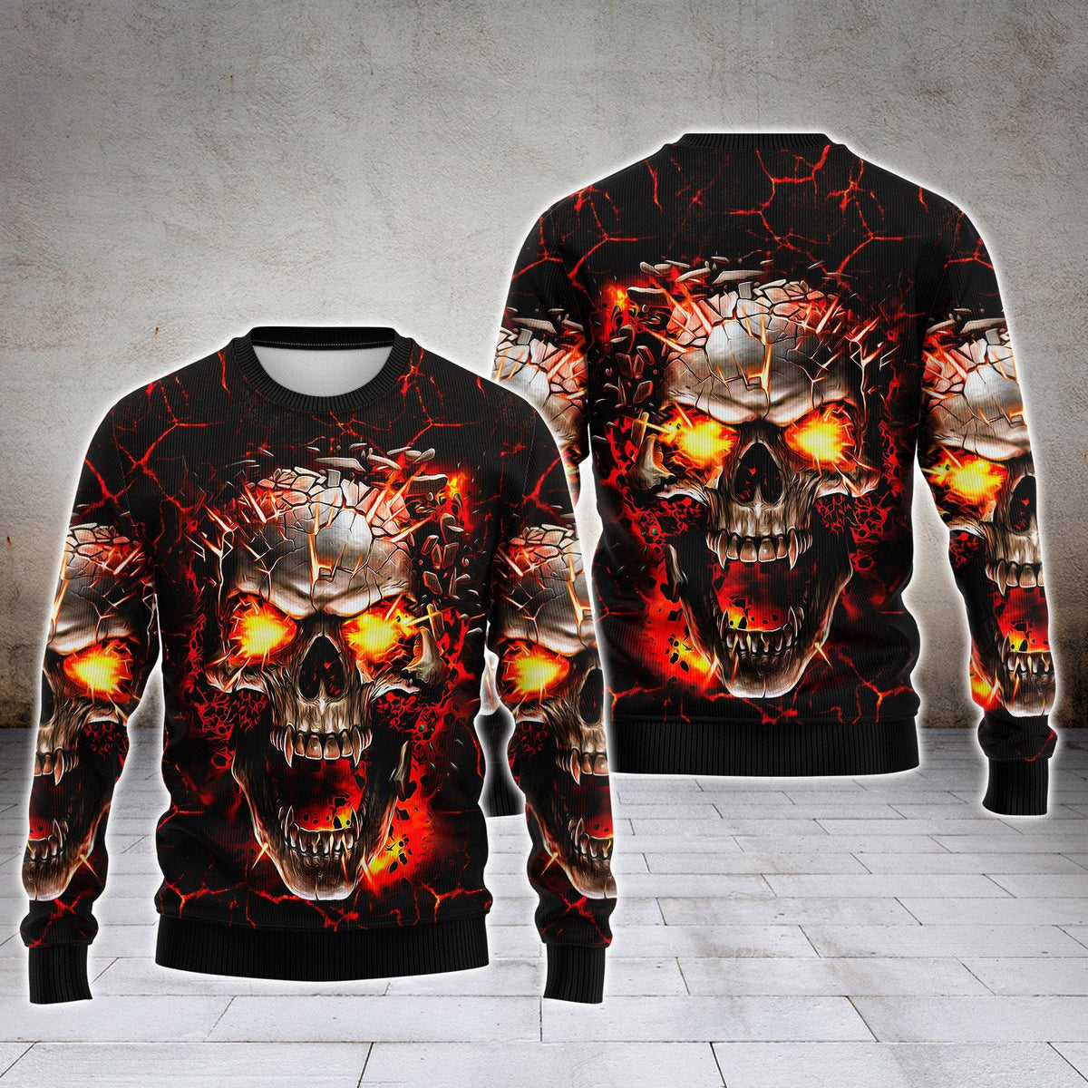 3D All Over Print Skull Red Ugly Sweater, Gift for Skull Lover, Christmas Shirt