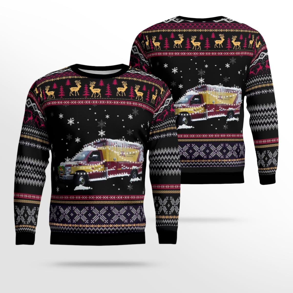 M Health Fairview - Ems Christmas All Over Printed Ugly Sweater, 3D Shirt Christmas