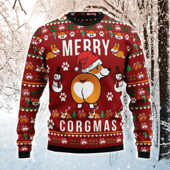 Funny Corgi Ugly Christmas Sweater, Merry Corgmas Pattern Ugly Sweater For Men & Women