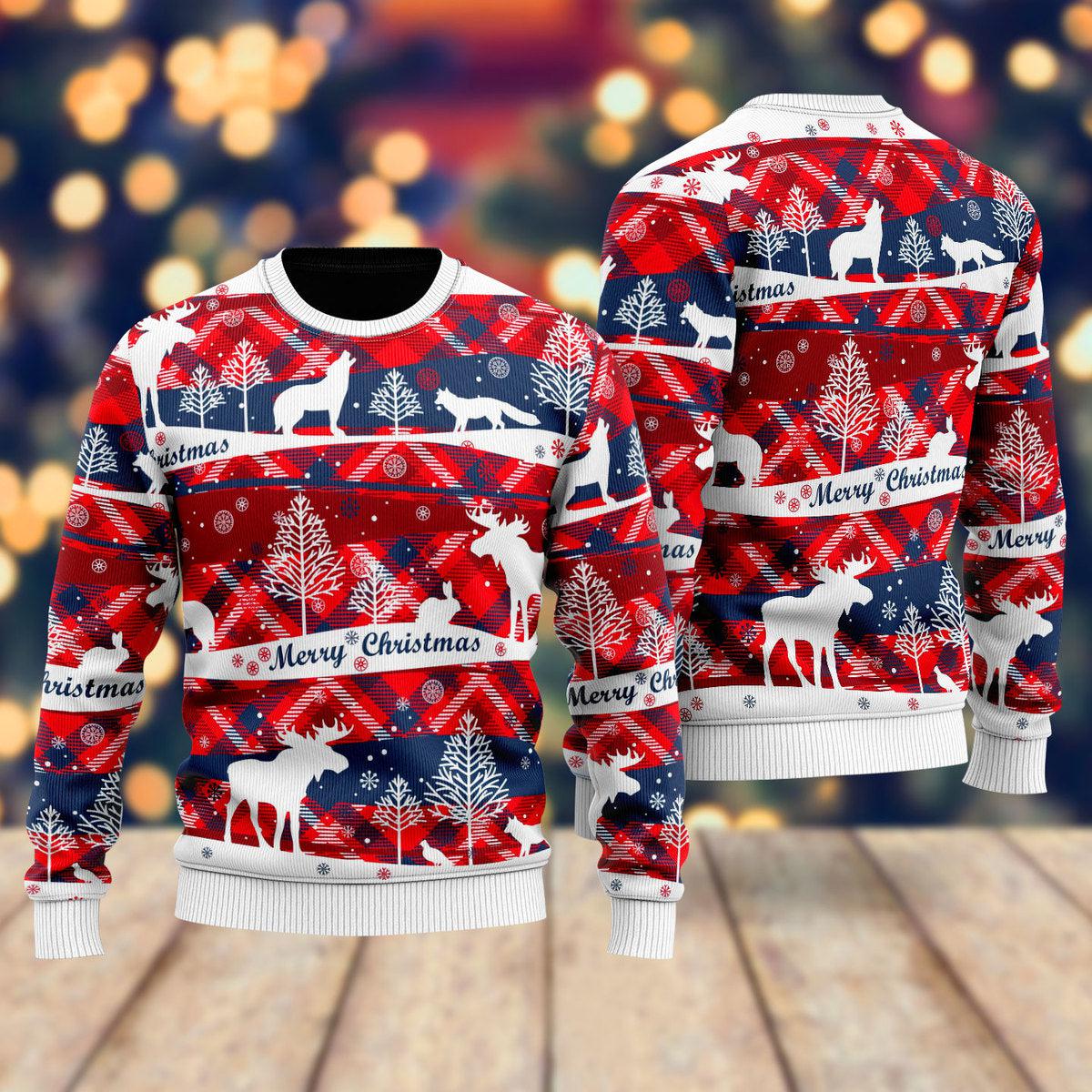 Red Blue Light Up Ugly Christmas Sweater For Men & Women