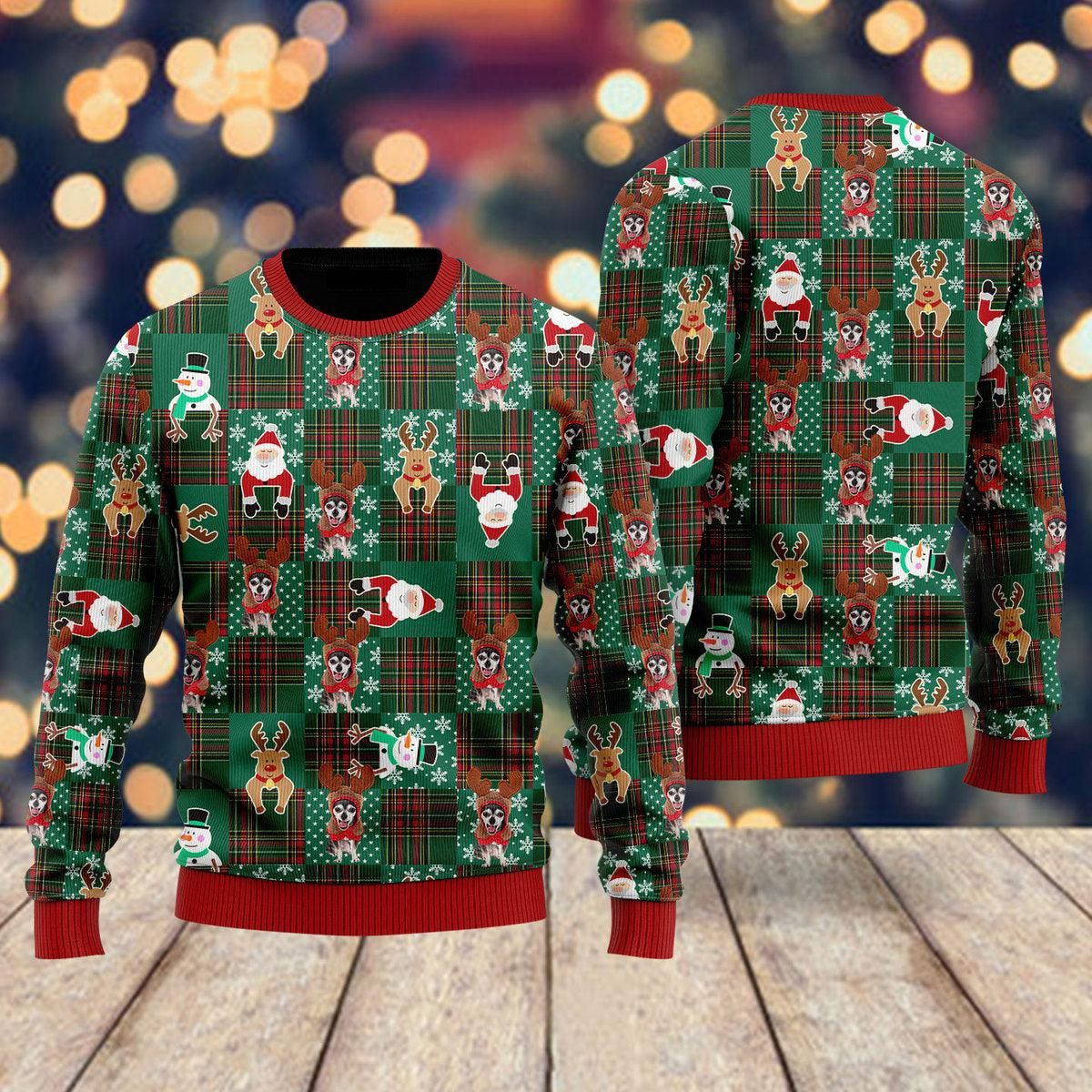 Chihuahua Reindeer Costume With Santa And Deer Ugly Christmas Sweater For Men & Women