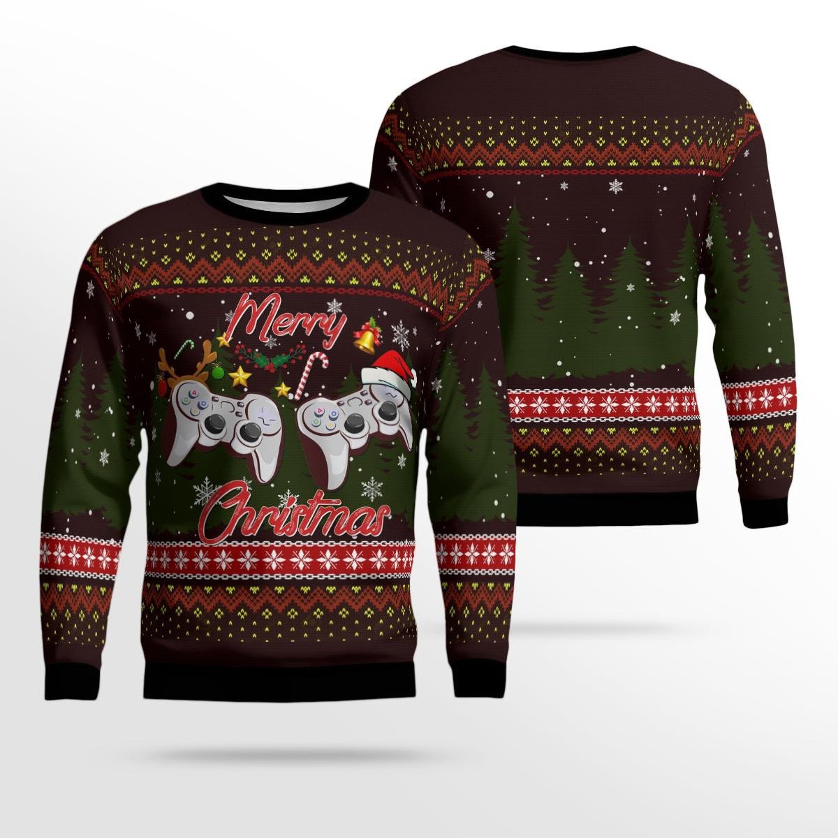 Merry Christmas Gamer All Over Print Ugly Christmas Sweater, Perfect Gift for Gamer