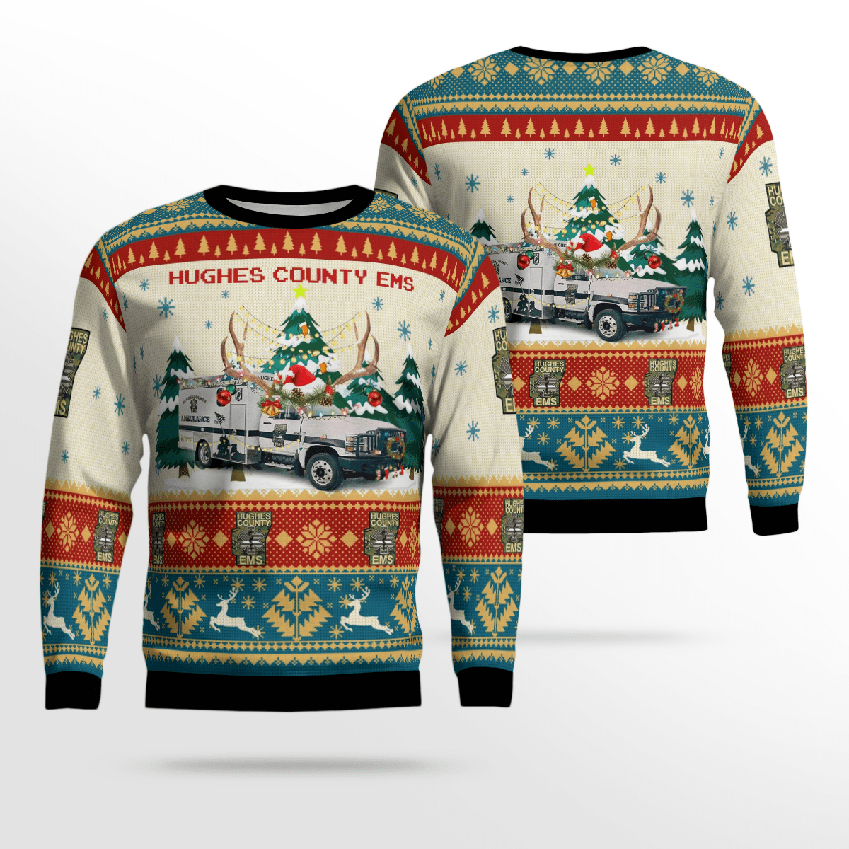 Hughes County Ems All Over Print Ugly Christmas Sweater, Gift for Men Women Christmas