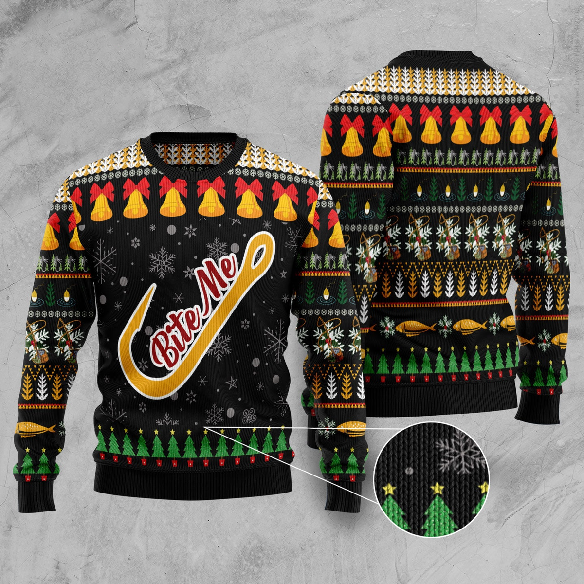 Fishing – Bite me Ugly Christmas Sweater, Gift for Fishing Lovers