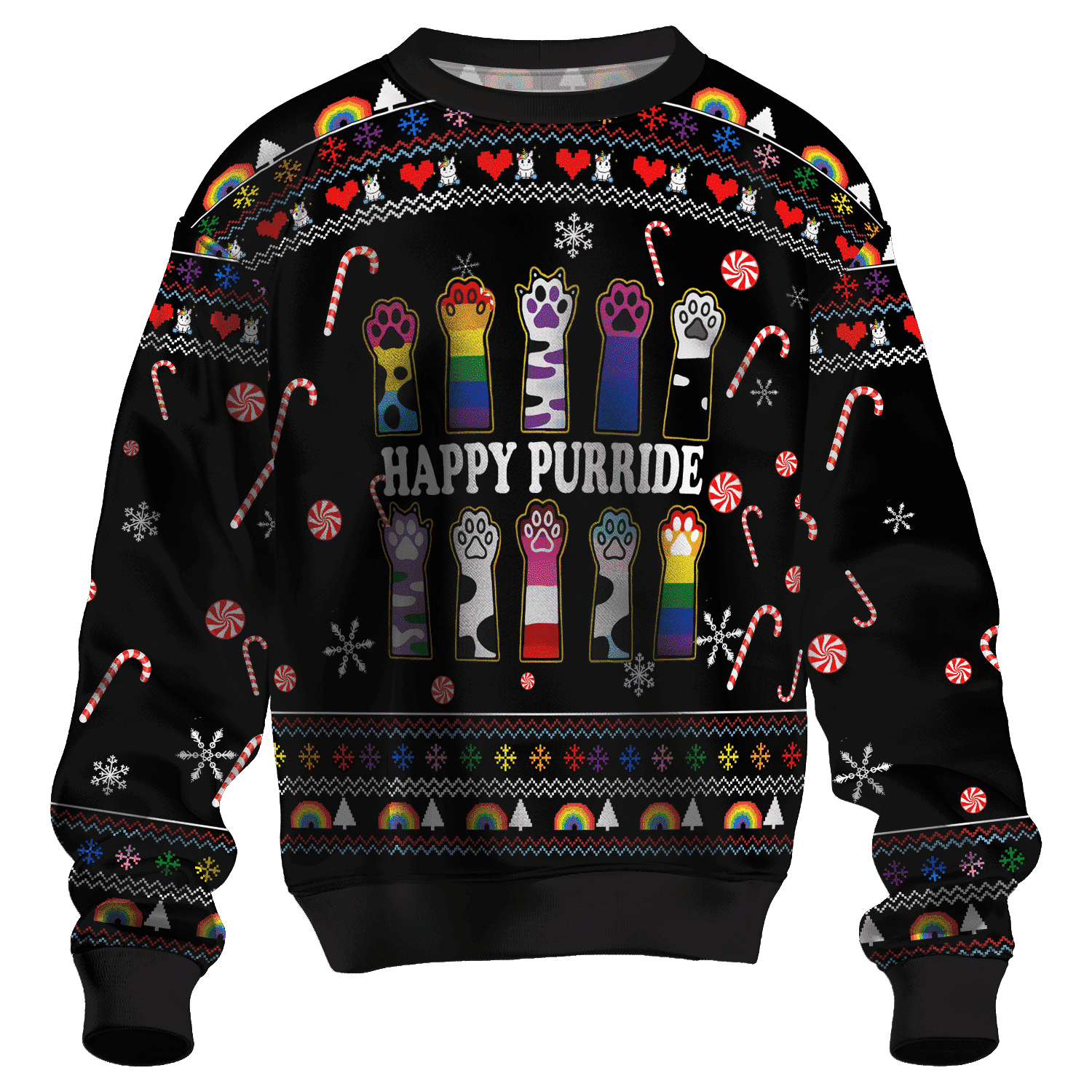 Happy Purride LGBT Ugly Christmas Sweater, LGBT Christmas 3D Shirt