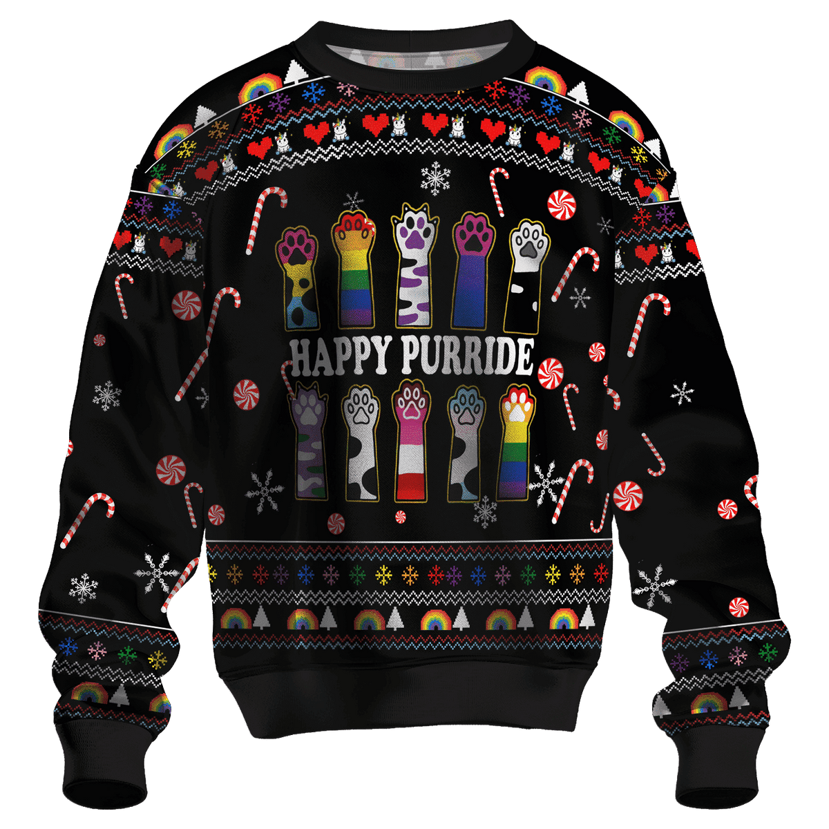 Happy Purride LGBT Ugly Christmas Sweater, LGBT Christmas 3D Shirt