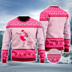 Funny Flamingo Playing Guitar Christmas Pink Ugly Sweater For Men & Women