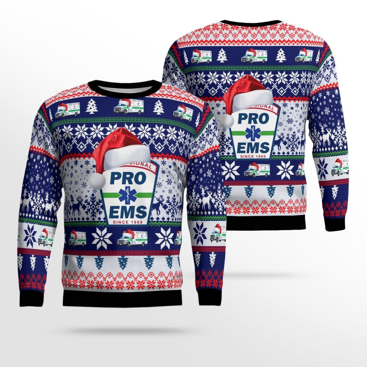 Pro Ems Christmas Aop Ugly Christmas Sweater, Gift for Rescue, Firefighter EMS