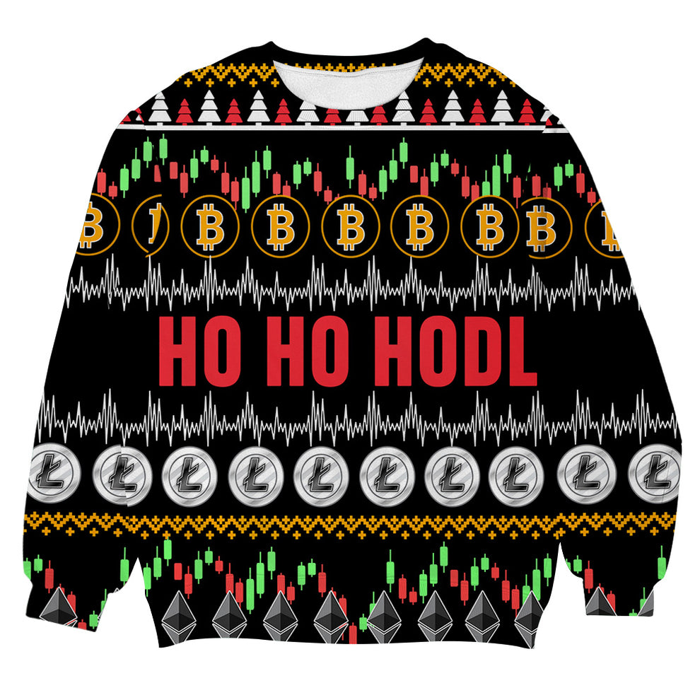 Funny Ho Ho Hodl Crypto Currency Ugly Christmas Sweater, Gift for Men Women