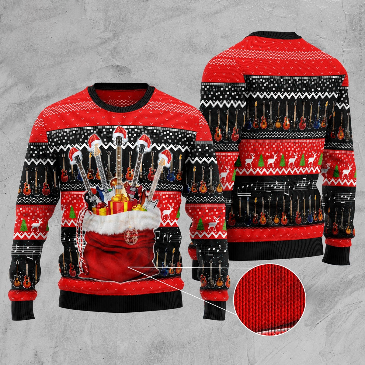 Guitar Xmas Ugly Christmas Sweater, Idea Gift for Guitar Team Guitar Lovers