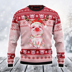 Lovely Pig Ugly Christmas Sweater, Christmas Light Ugly Sweater For Men & Women - Best Gift For Pig Lovers