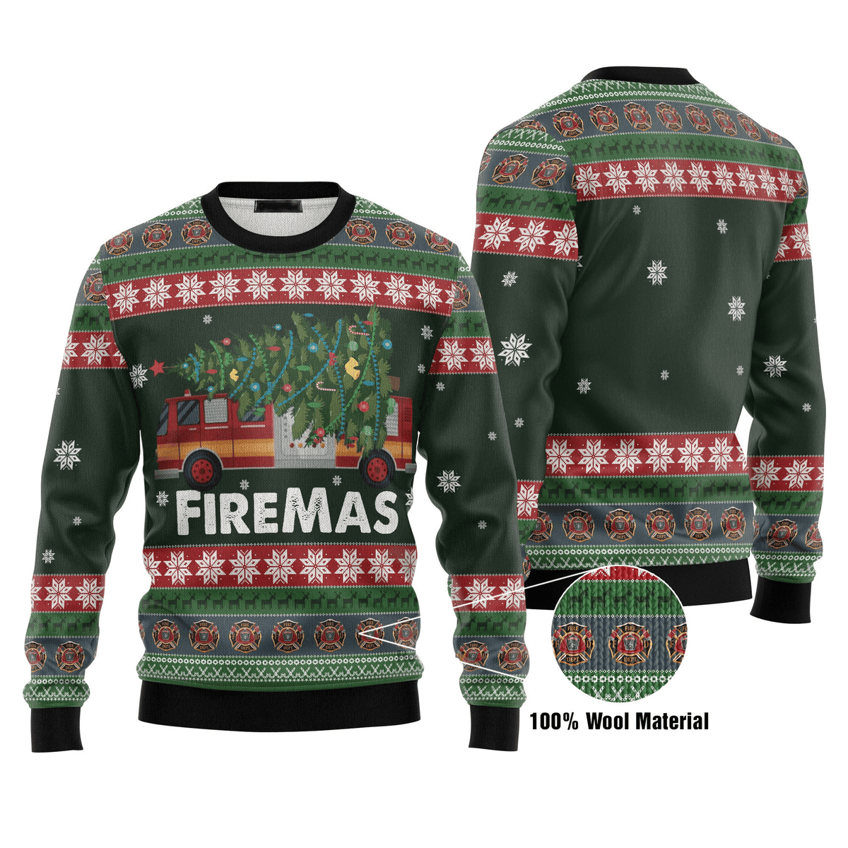 Firefighter Fireman Ugly Christmas Sweater 3D Printed Best Gift For Firefighter