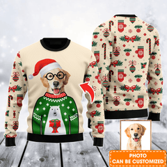 Personalized Photo Pet Ugly Sweater, Custom Funny Your Photo Christmas Ugly Sweater for Dog Lover