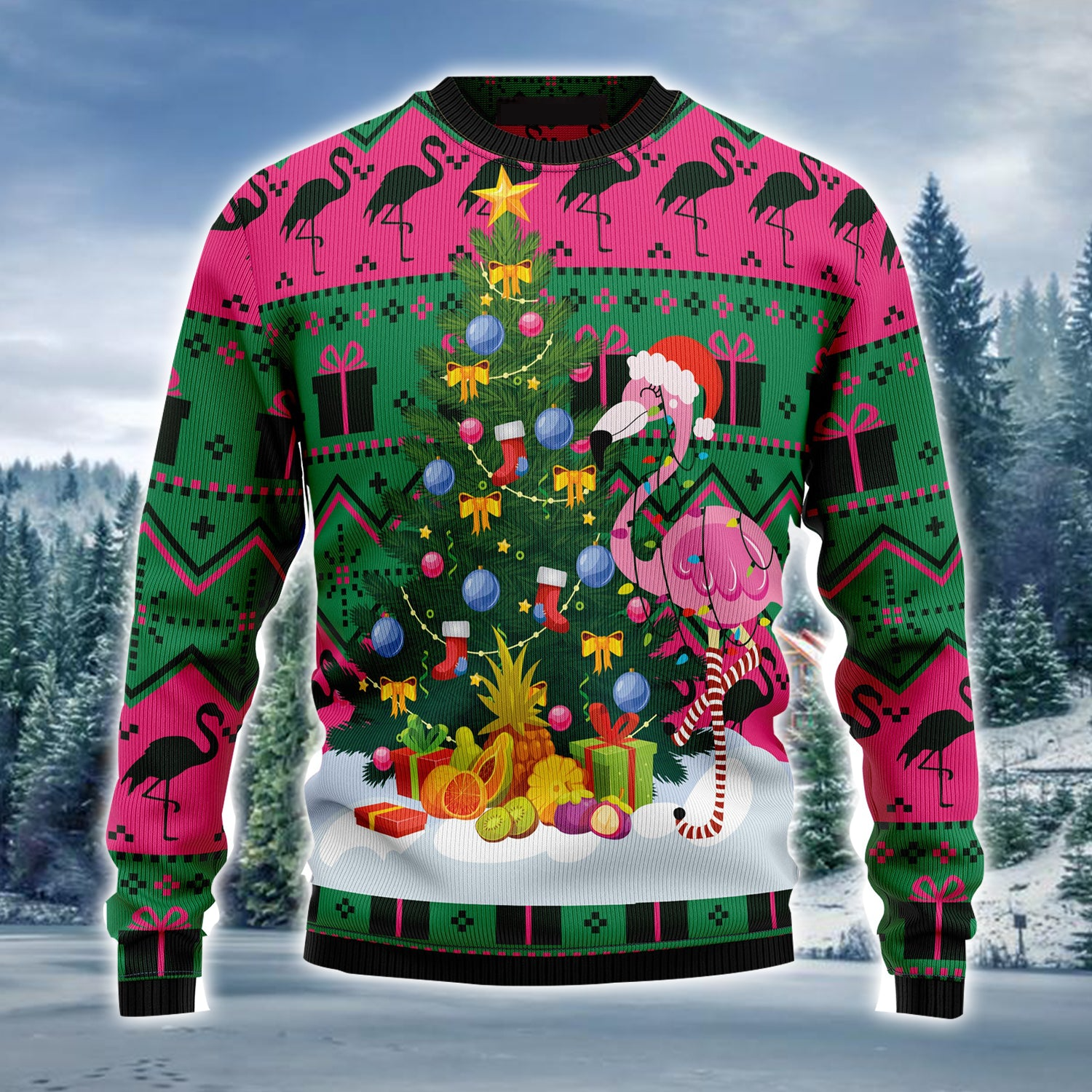 Flamingo Ugly Christmas Sweater, Christmas Tree Ugly Sweater For Men & Women - Best Gift For Christmas, Family, Friends