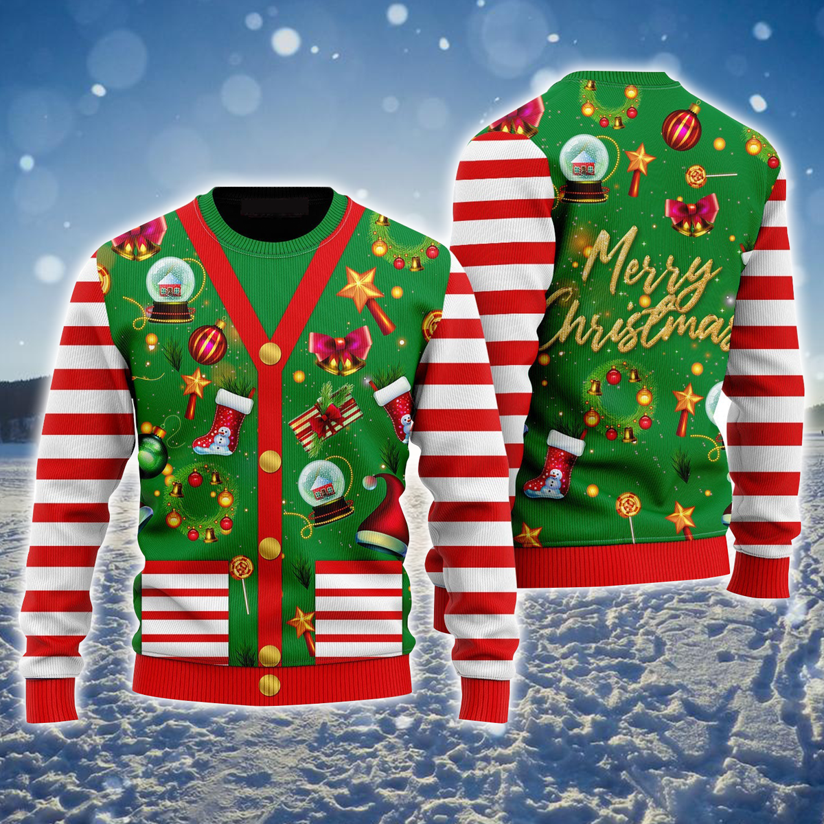 Candy Ugly Sweater, Funny Christmas Cardigan Style Ugly Sweater For Men & Women