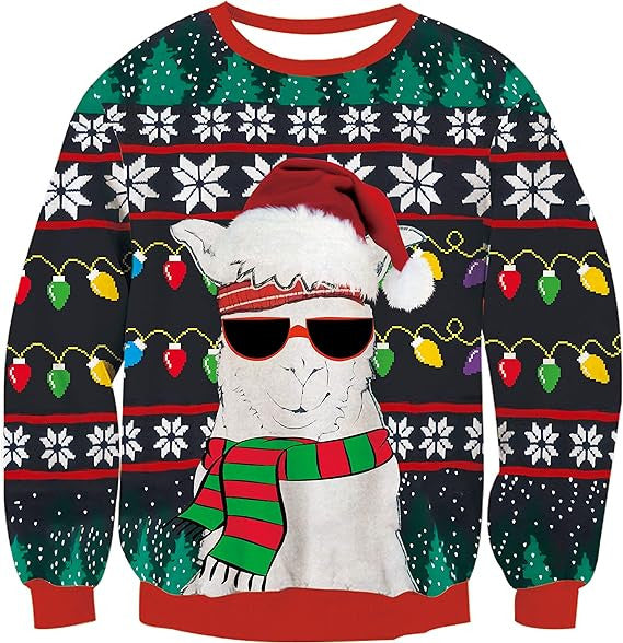 Lama Men Ugly Christmas Sweater Funny Xmas Holiday Party Women Knitted Pullover Tops