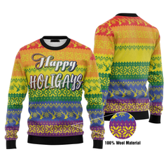 LGBT Gay Pride Happy Holigays Ugly Christmas Sweater 3D Printed Best Gift For Xmas