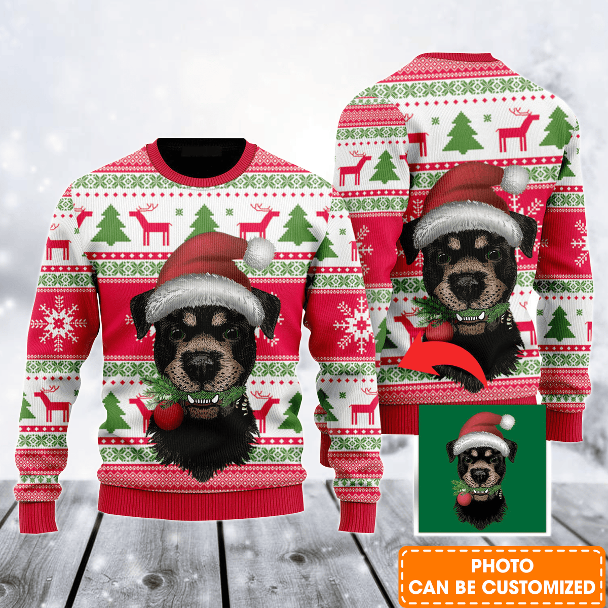 Personalized Photo Ugly Sweater, Vintage Christmas Pattern Ugly Sweater For Men & Women, Perfect Gift For Christmas