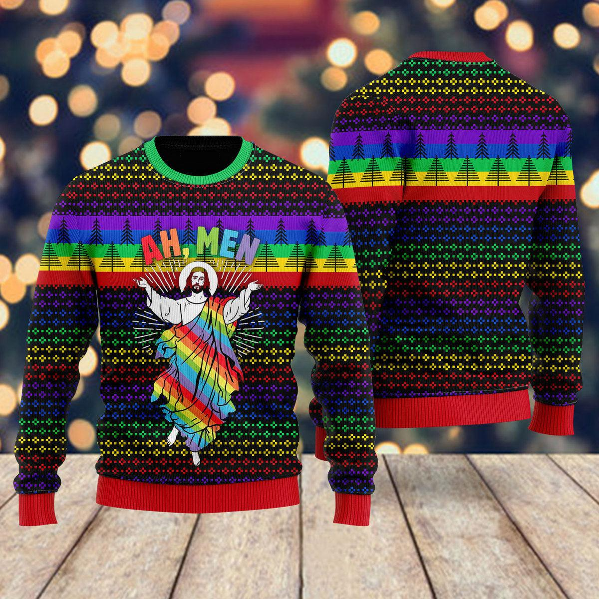 Funny Jesus LGBT Ugly Christmas Sweater For Men & Women